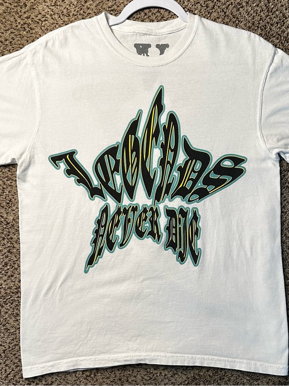 VLONE X juice world “legends never die” White Tee with Black 'V' Logo